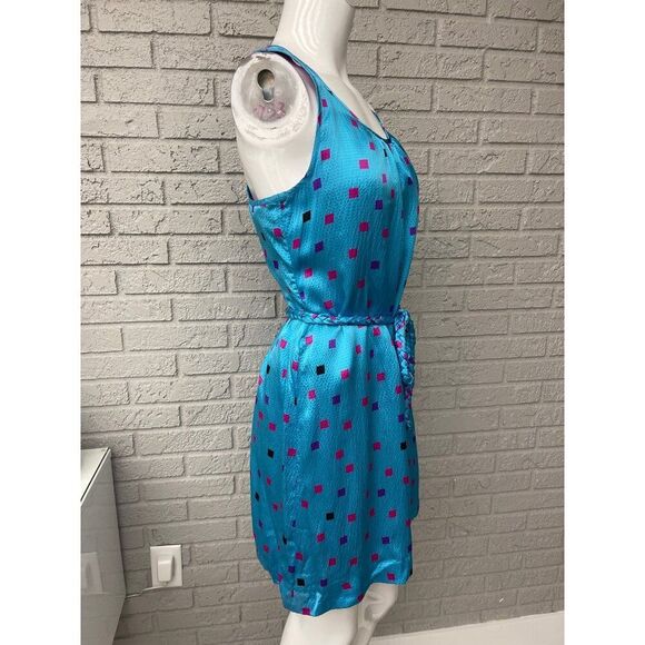 Britt Ryan Women Crinkled Multicolored Silk Halter Mini Dress Size 4 - Picture 3 of 8